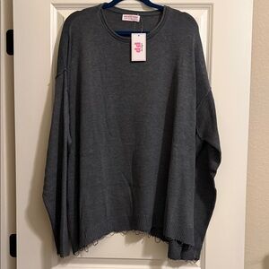 Oversized Charcoal Women's Crew Neck Sweater